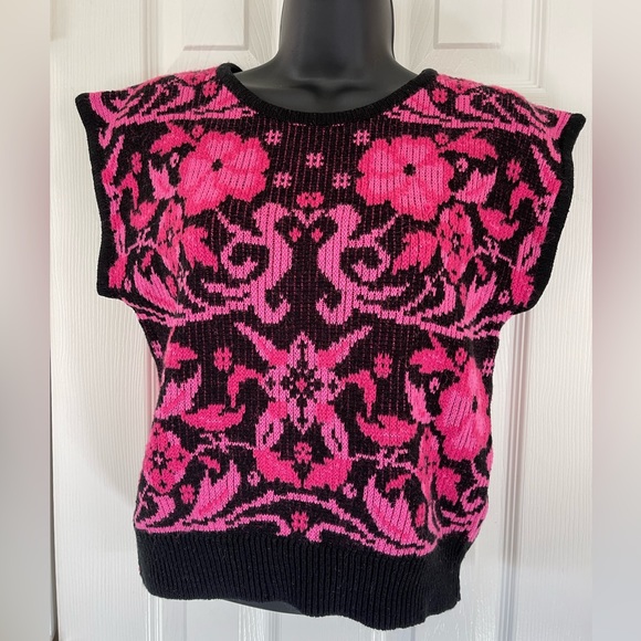 Vintage 80s!🩷 Floral sweater vest top.  SMALL - Picture 6 of 7